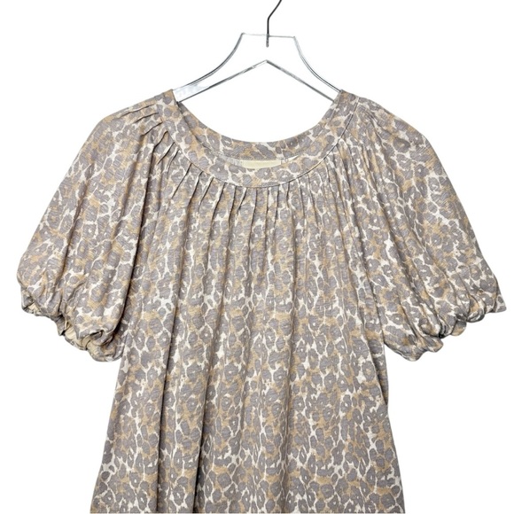 Anthropologie Maeve Linen Leopard Puff Short Sleeve Women’s Top Sz s - Picture 5 of 11